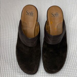 Söfft Brown Suede Slip-On Clogs